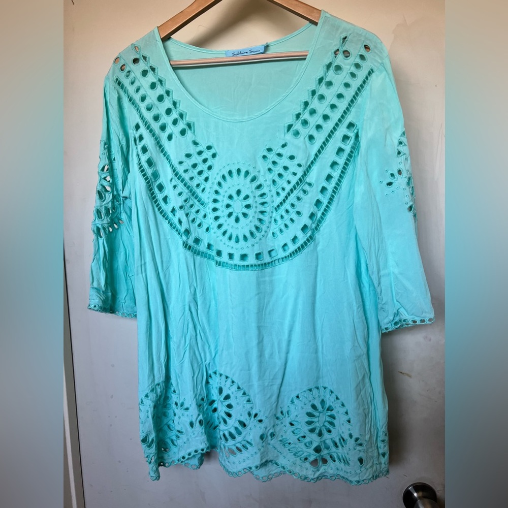 Solitaire Swim Cover Up…Mint Green…Size L